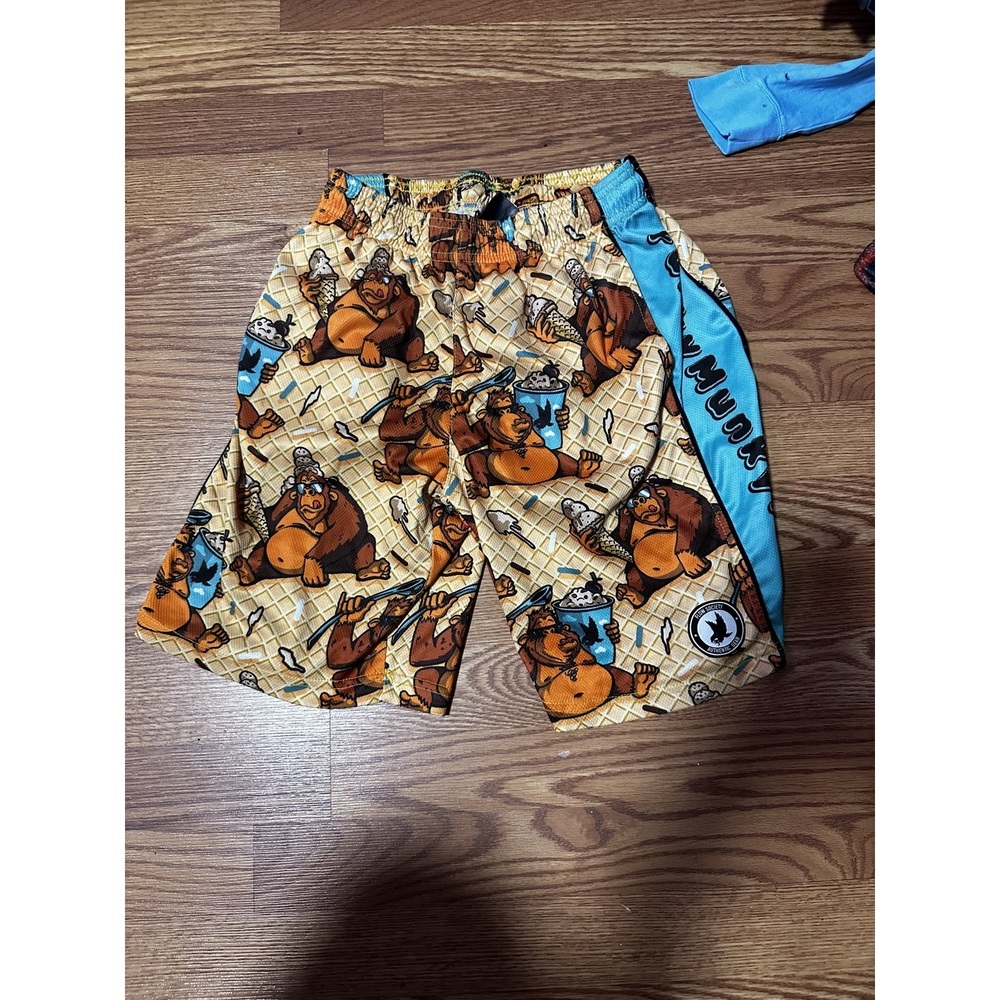 Yellow comic print Boys Swim Trunks